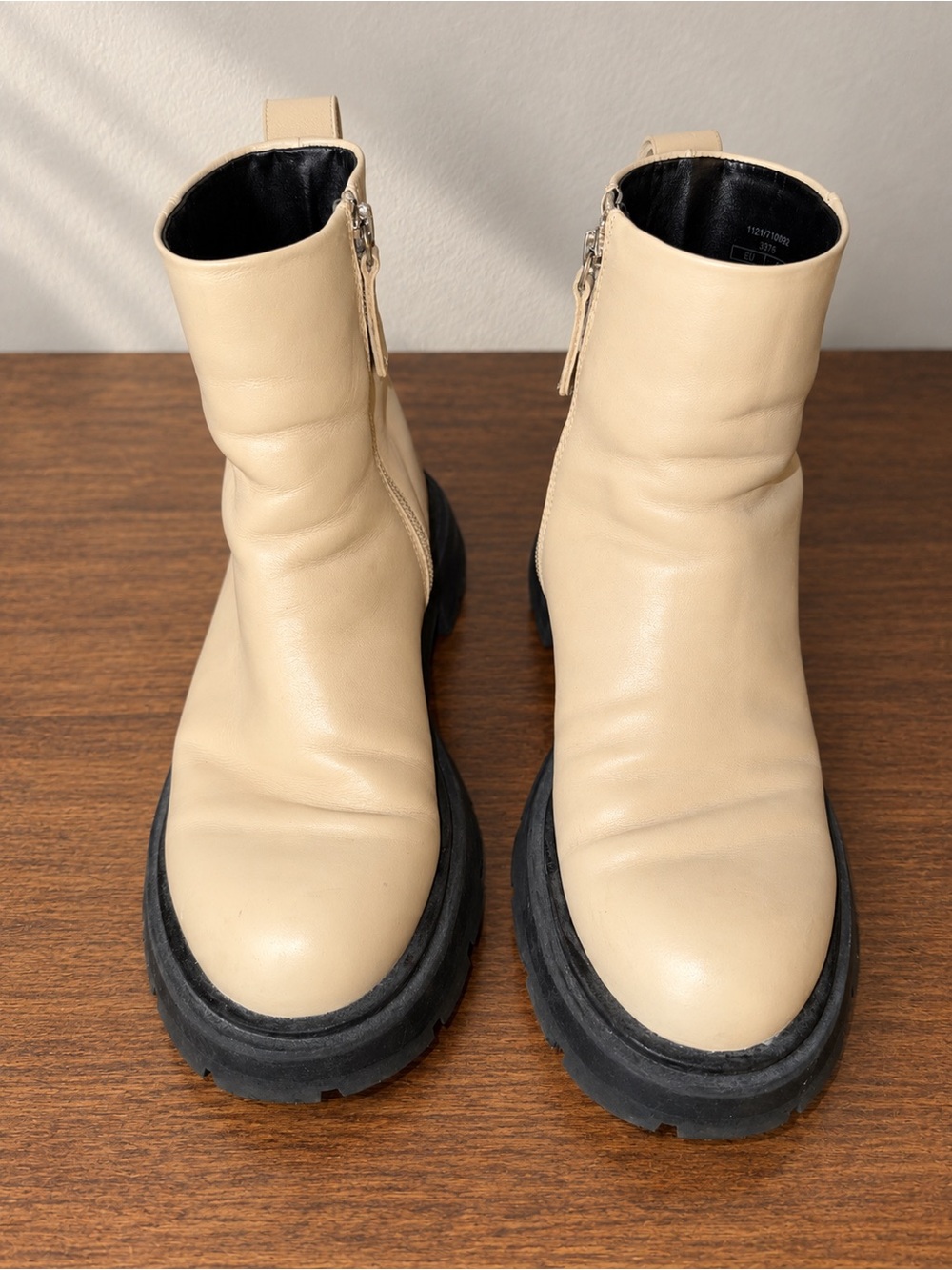 ZARA Cream Beige Chunky Lug Sole Ankle Boots EU 37